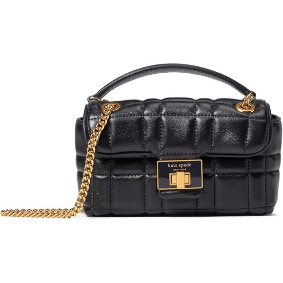 kate spade new york $298 Evelyn Black Quilted Leather Small Crossbody NWT!